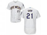 Milwaukee Brewers #21 Travis Shaw White Flexbase Authentic Collection MLB Jersey
