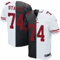 San Francisco 49ers #74 Joe Staley Elite Black White Split Fashion NFL Jersey