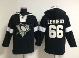 Pittsburgh Penguins #66 Mario Lemieux black-white[pullover hooded sweatshirt]