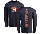 Houston Astros #15 Carlos Beltran Navy Blue Backer Long Sleeve T-Shirt