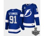 Tampa Bay Lightning #91 Steven Stamkos Blue Home Authentic 2021 NHL Stanley Cup Final Patch Jersey