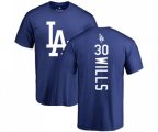 Los Angeles Dodgers #30 Maury Wills Royal Blue Backer T-Shirt