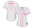 Women's Kansas City Royals #17 Hunter Dozier Authentic White Fashion Cool Base Baseball Jersey