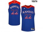 2016 US Flag Fashion Youth Kansas Jayhawks Andrew Wiggins #22 College Basketball Authentic Jersey - Royal Blue