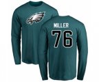 Philadelphia Eagles #76 Shareef Miller Green Name & Number Logo Long Sleeve T-Shirt