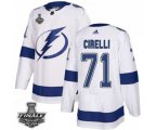 Tampa Bay Lightning #71 Anthony Cirelli White Road Authentic 2021 NHL Stanley Cup Final Patch Jersey