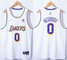 Los Angeles Lakers #0 Russell Westbrook 75th Anniversary Bibigo White Stitched Basketball Jersey