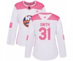 Women New York Islanders #31 Billy Smith Authentic White Pink Fashion NHL Jersey