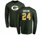 Green Bay Packers #24 Raven Greene Green Name & Number Logo Long Sleeve T-Shirt