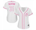 Women's Cleveland Indians #31 Danny Salazar Replica White Fashion Cool Base Baseball Jersey