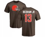 Cleveland Browns #13 Odell Beckham Jr. Brown Name & Number Logo T-Shirt