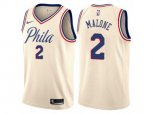 Philadelphia 76ers #2 Moses Malone Authentic Cream NBA Jersey - City Edition