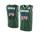 2016 US Flag Fashion Michigan State Spartans Gary Harris #14 College Basketball Authentic Jersey - Green