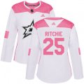 Women's Dallas Stars #25 Brett Ritchie Authentic White Pink Fashion NHL Jersey