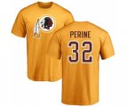 Washington Redskins #32 Samaje Perine Gold Name & Number Logo T-Shirt