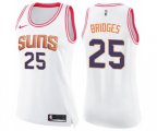 Women's Phoenix Suns #25 Mikal Bridges Swingman White Pink Fashion Basketball Jersey