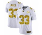 Green Bay Packers #33 Aaron Jones Flocked Leopard Print Vapor Limited Football Jersey White