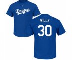 Los Angeles Dodgers #30 Maury Wills Royal Blue Name & Number T-Shirt