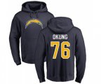 Los Angeles Chargers #76 Russell Okung Navy Blue Name & Number Logo Pullover Hoodie