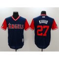 Los Angeles Angels of Anaheim #27 Mike Trout Kiiiiid Authentic Navy Jersey