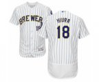 Milwaukee Brewers Keston Hiura White Home Flex Base Authentic Collection Baseball Player Jersey