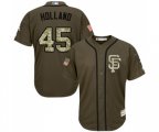 San Francisco Giants #45 Derek Holland Authentic Green Salute to Service Baseball Jersey