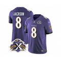 Baltimore Ravens #8 Lamar Jackson Purple 2023 F.U.S.E Throwback Vapor Limited Stitched Jersey