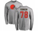 Cleveland Browns #78 Greg Robinson Ash Name & Number Logo Long Sleeve T-Shirt