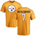 Pittsburgh Steelers #7 Ben Roethlisberger Gold Name & Number Logo T-Shirt