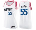 Women's Dallas Mavericks #55 Delon Wright Swingman White Pink Fashion Basketball Jersey