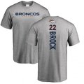 Denver Broncos #22 Tramaine Brock Ash Backer T-Shirt