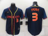 Houston Astros #3 Jeremy Pena Number 2022 Navy Blue City Connect Game Stitched Jersey