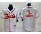 Kansas City Chiefs White Team Big Logo With Patch Cool Base Stitched Baseball Jersey