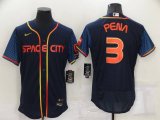 Houston Astros #3 Jeremy Pena 2022 Navy Blue City Connect Flex Base Stitched Baseball Jersey