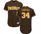 San Diego Padres #34 Rollie Fingers Brown Alternate Flex Base Authentic Collection Baseball Jersey
