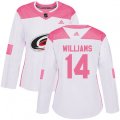 Women Carolina Hurricanes #14 Justin Williams Authentic White Pink Fashion NHL Jersey