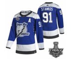 Tampa Bay Lightning #91 Steven Stamkos Blue Road Authentic 2021 NHL Stanley Cup Final Patch Jersey