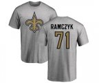 New Orleans Saints #71 Ryan Ramczyk Ash Name & Number Logo T-Shirt