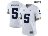 2016 Youth Jordan Brand Michigan Wolverines Jabrill Peppers #5 College Football Limited Jersey - White