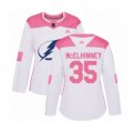 Women Tampa Bay Lightning #35 Curtis McElhinney Authentic White Pink Fashion Hockey Jersey