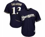 Milwaukee Brewers Tyler Saladino Replica Navy Blue Alternate Cool Base Baseball Player Jersey