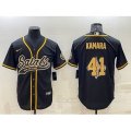 New Orleans Saints #41 Alvin Kamara Black Team Big Logo With Patch Cool Base Stitched Baseball Jersey
