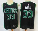 Boston Celtics #33 Larry Bird Black 2021 Brand Jordan Swingman Stitched NBA Jersey With NEW Sponsor Logo