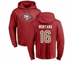 San Francisco 49ers #16 Joe Montana Red Name & Number Logo Pullover Hoodie