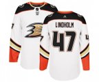 Anaheim Ducks #47 Hampus Lindholm Authentic White Away Hockey Jersey
