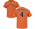 Houston Astros #4 George Springer Orange Name & Number T-Shirt