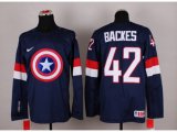 NHL Olympic Team USA #42 David Backes Navy Blue Captain America Fashion Stitched Jerseys