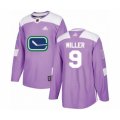 Vancouver Canucks #9 J.T. Miller Authentic Purple Fights Cancer Practice Hockey Jersey