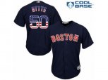 Boston Red Sox #50 Mookie Betts Replica Navy Blue USA Flag Fashion Road Cool Base MLB Jersey