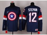 NHL Olympic Team USA #12 Derek Stepan Navy Blue Captain America Fashion Stitched Jerseys
